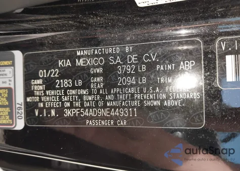 2022 Kia Forte Gt-Line from USA, damaged, VIN 3KPF54AD9NE449311